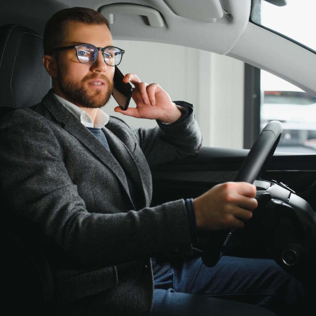 handsome male taxi driver in car caneb4p